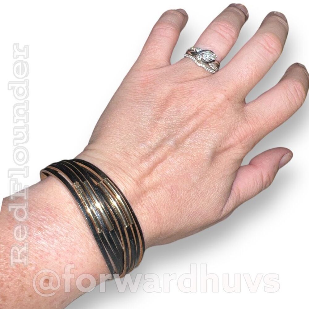 Multi-Stand Leather Bracelet with Metal Sheath Beads